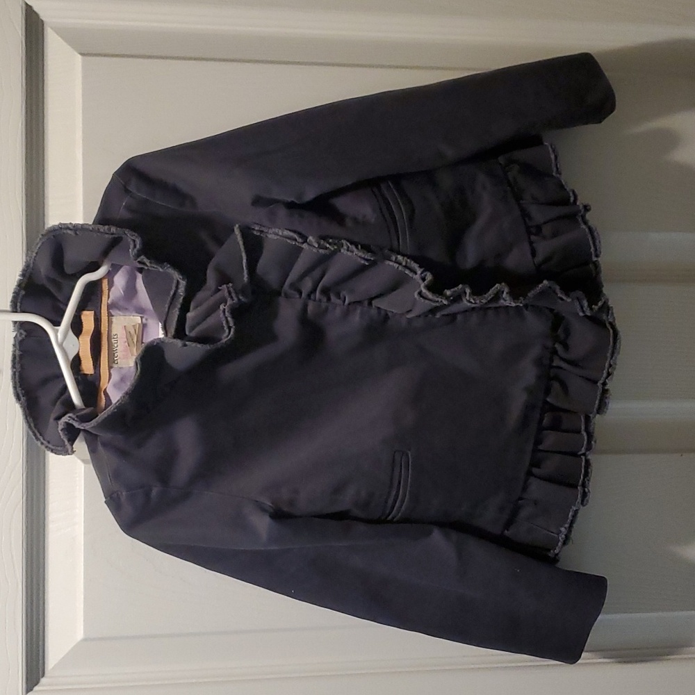 Crewcuts Ruffled Collar Jacket Blue with Lavender Trim Size 4/5